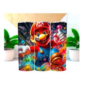 “3D Mario Bros” custom, 20oz tumbler with slide lid and straw